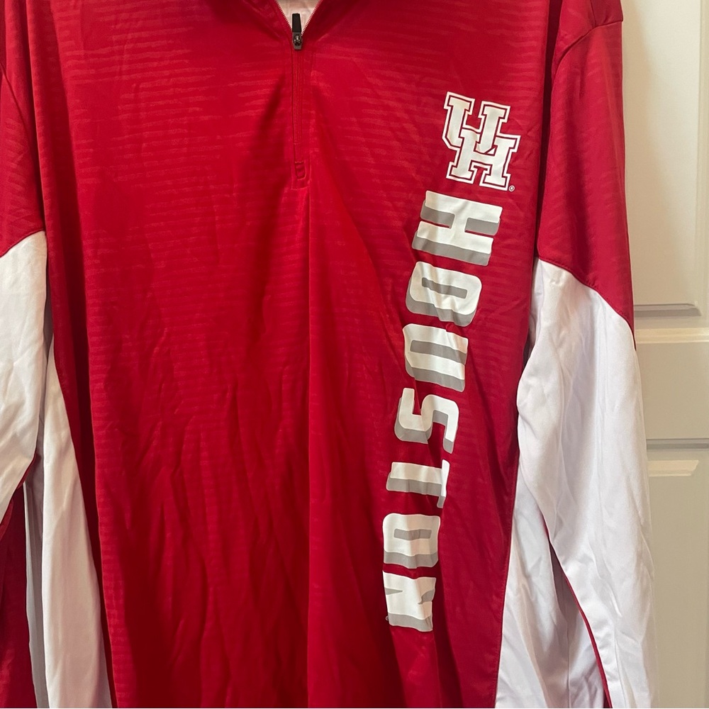 University of Houston Men's Red and White Long Sleeve Quarter-Zip Shirt size XL - Picture 2 of 6